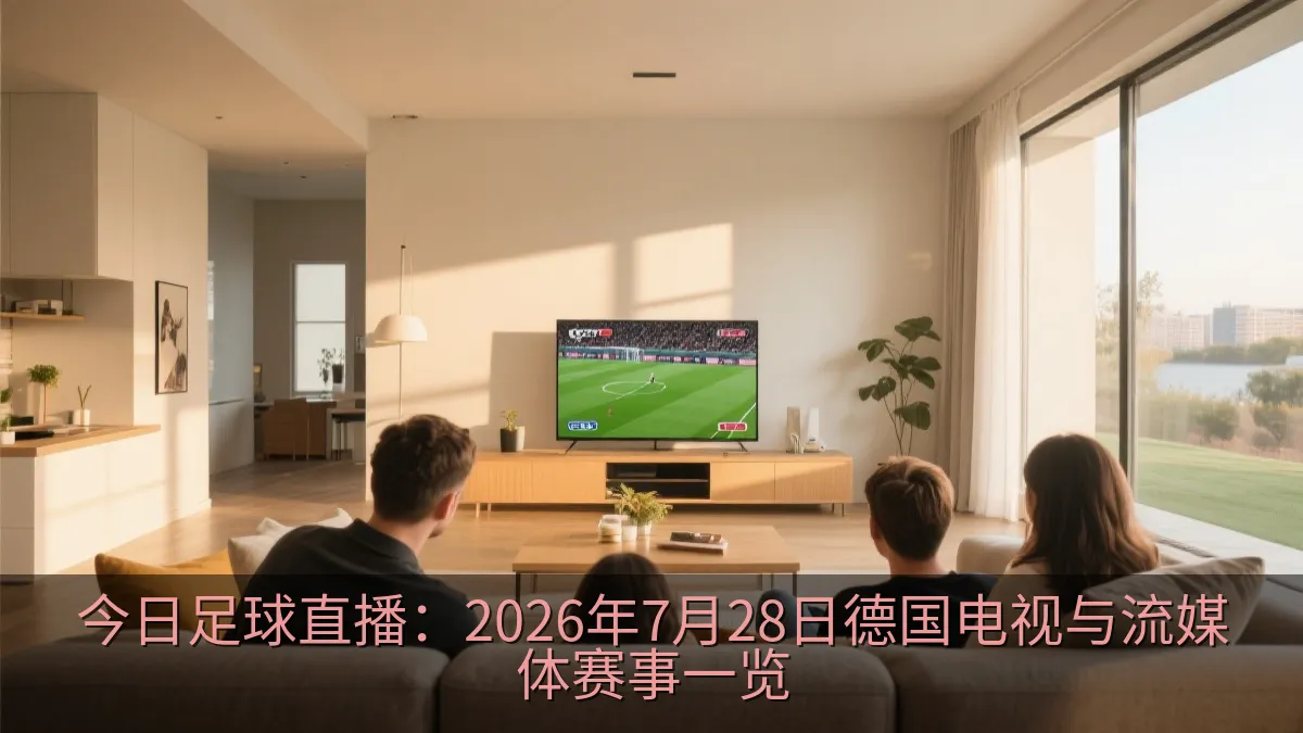 家庭客厅电视播放足球比赛画面,观众观看体育直播